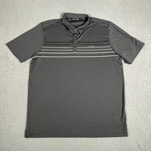 Travis Mathew Shirt Mens XXL Gray Casual Preppy Golf Polo Knit‎ Logo Stretch 2XL